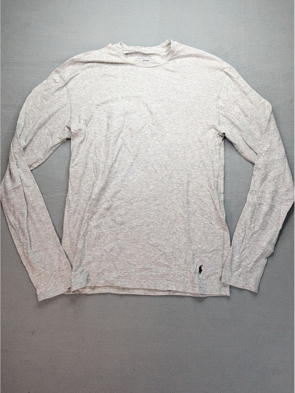 Polo Ralph Lauren Shirt Mens M Gray Long Sleeve Crew Neck Logo Tee Basic Stretch